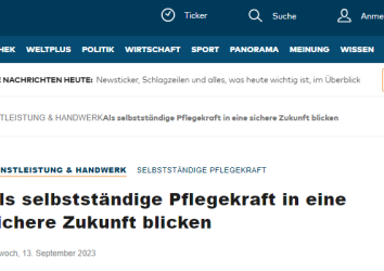 FLEXXI in Die Welt: Als selbstständige Pflegekraft in eine sichere Zukunft blicken